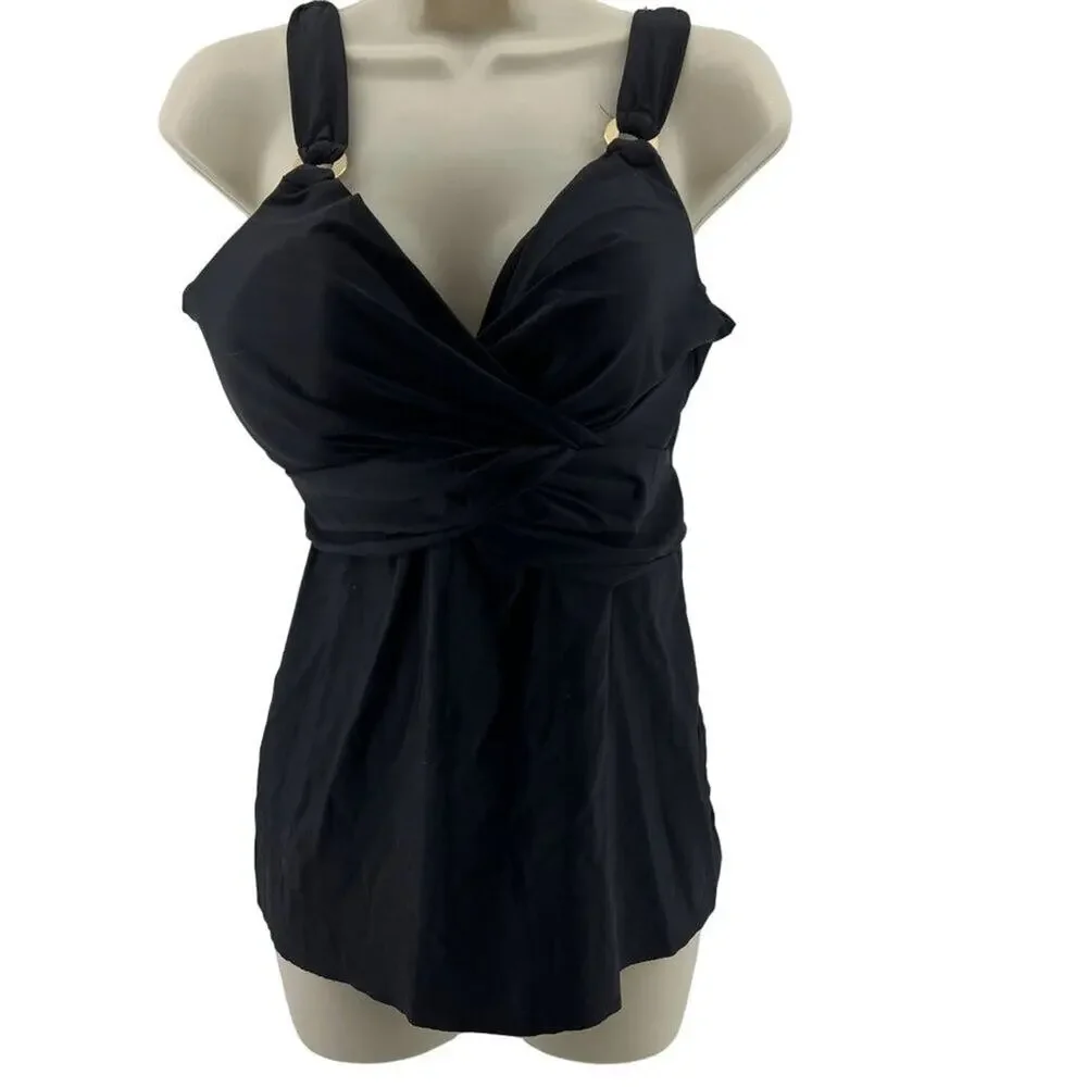 Miraclesuit Women's Solid Plunge Underwire Tankini Swim Top 6518614 Size 36D